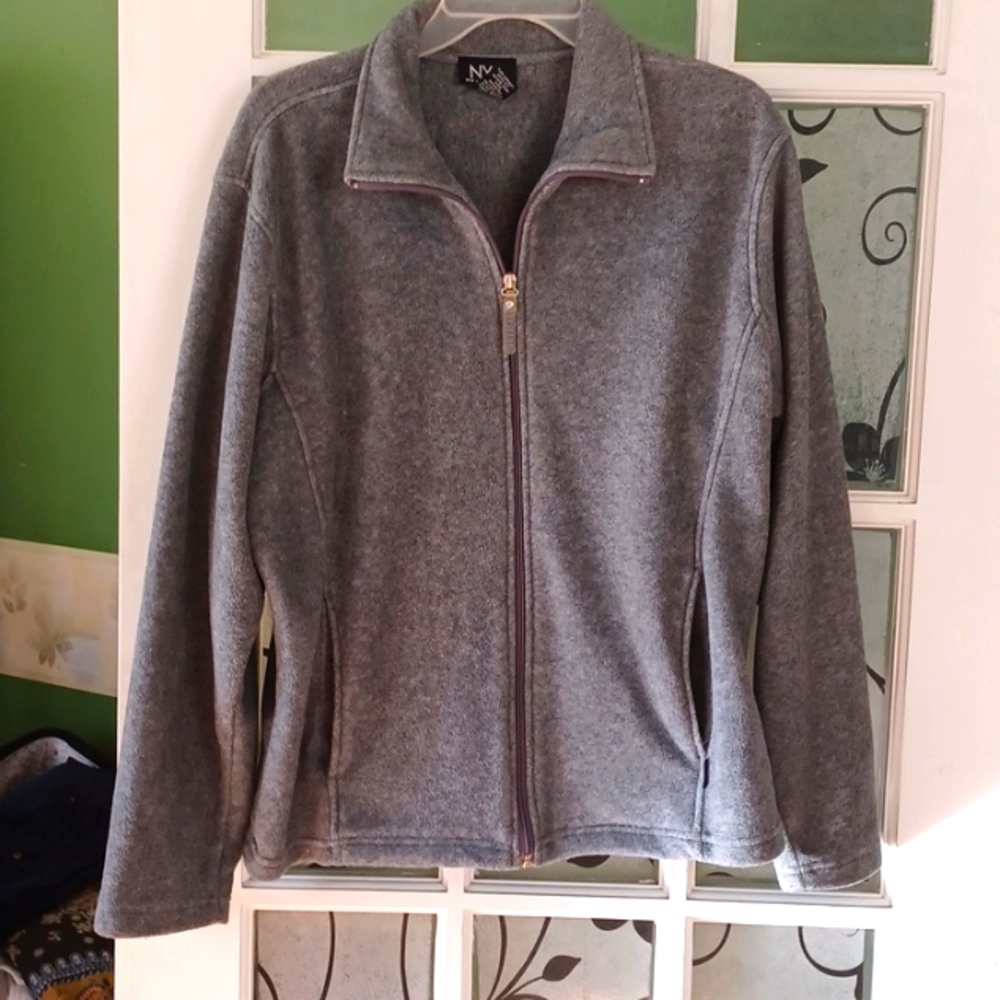 New York & Company fleece jacket women's size large gray